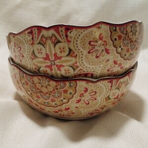 222 Fifth Lyria Saffron Paisley Floral Porcelain Ceral/Soup Bowls